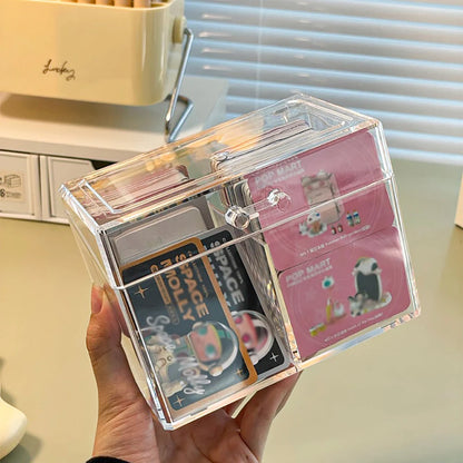 Compartment Flip Box Acrylic Transparent Display Box Blind Box Card New Photocard Storage Box Photo Card Organizer