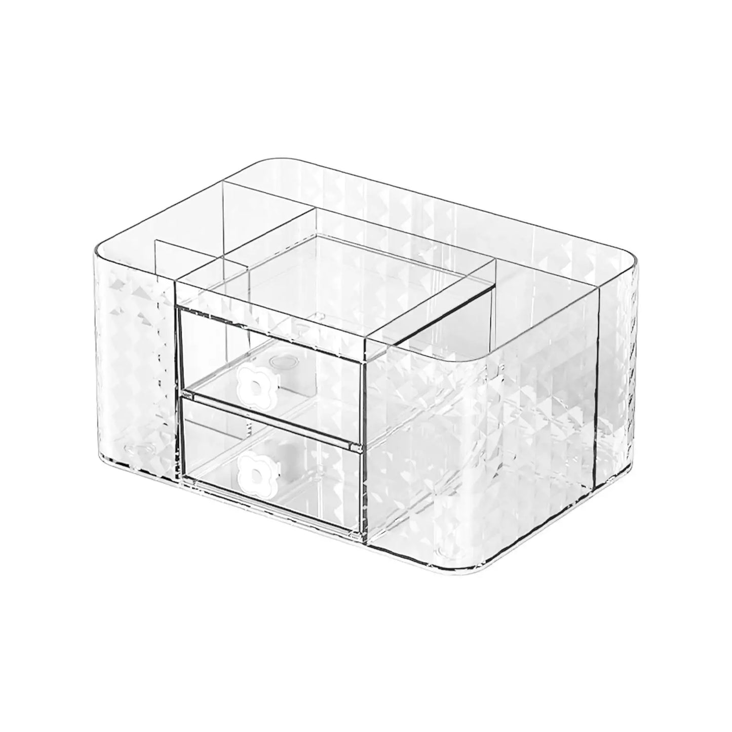 Desk Organizers and Accessories Pen Holder with Sliding Drawer Transparent Cosmetic Makeup Vanity Organizer Box for Dresser