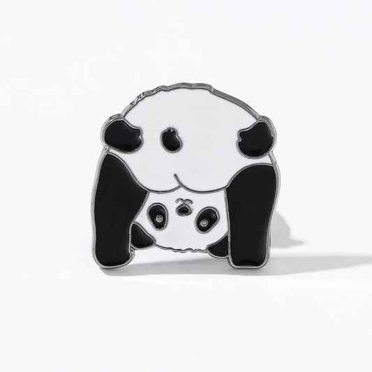 Cute Chinese Panda Looking Down Brooch Metal Enamel Pin for Hat Scarf Collection Gifts for Kids