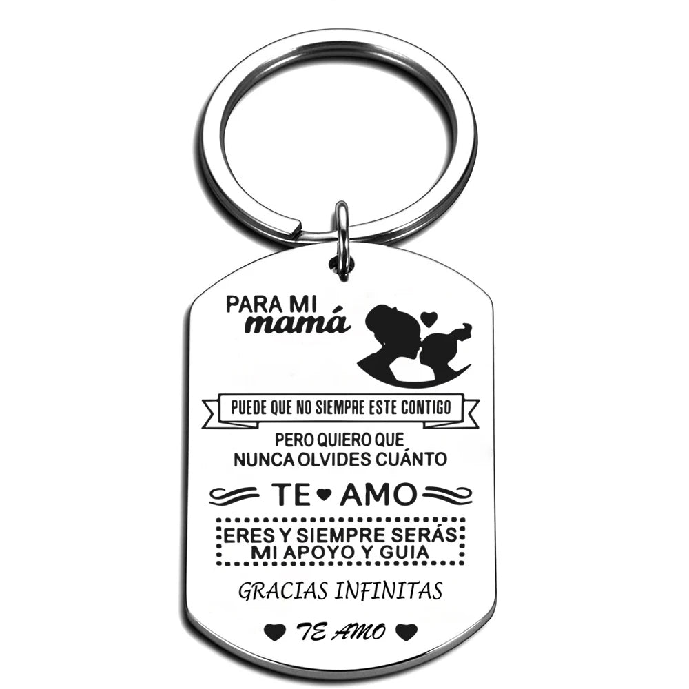 Spanish Mothers Day Gifts Keychain for Mamá GRACIAS INFINITAS TE AMO Charms Family Jewelry Pendant Necklace From Daughter Son