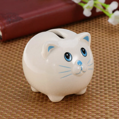 Ceramic Piggy Bank Safe Money Coins Banknotes Saving Box for Kids Boys Girls (Random Style)