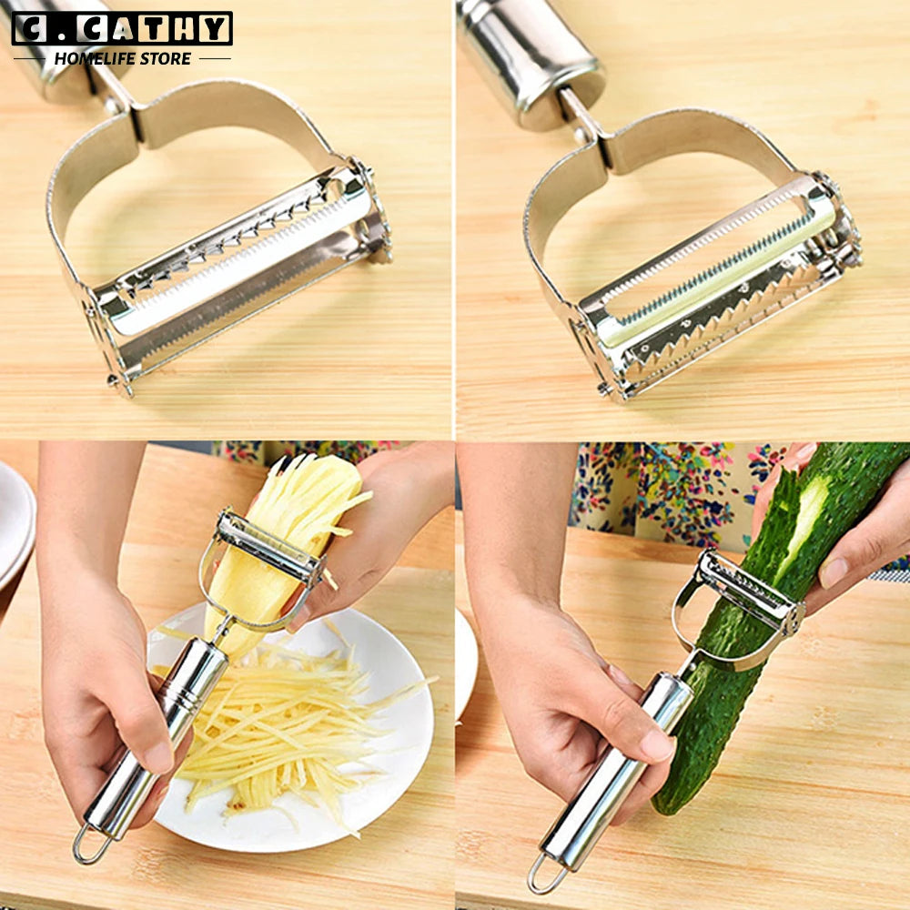 Double-Sided Vegetable Peeler Grater Julienne Peeler Slice Stainless Steel Potato Cucumber Apple Fruit Melon Kitchen Tool