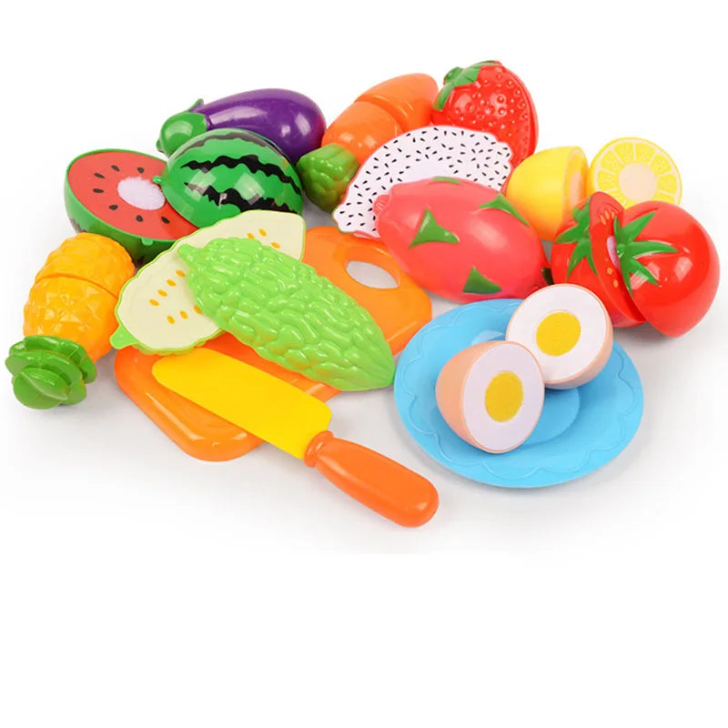 Children Simulation Kitchen Toys Set Pretend Play Fruit Vegetable Pizza Cutting Early Education Toys for Kids Play House Game