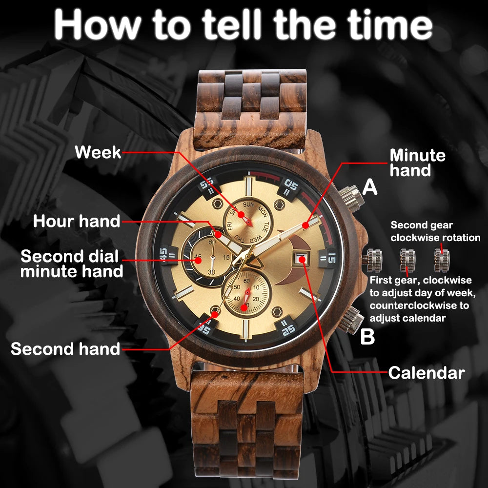 Wood Watch Men Wooden Mens Wrist Watches Man Clock Fashion Men's Quartz Wristwatches Personalized Anniversary Gift for Husband