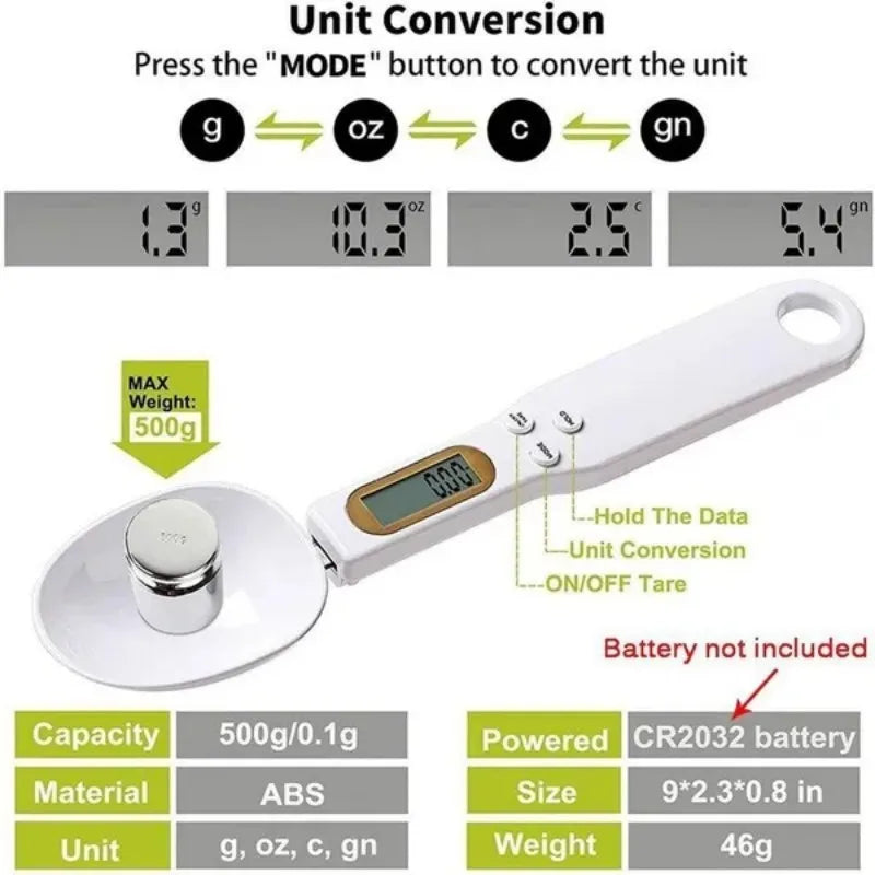 500g/0.1g Scale Weighing Spoon Kitchen Electronic Scale LCD Display Digital Weight Measuring Spoon Digital Spoon Scale Tool