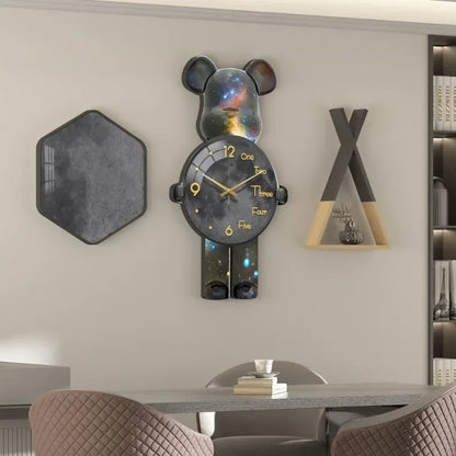 Aesthetic Bear Wall Clock Creative Silent Violent Bear Wall Interior Clock Fashion Wall-clock Luxury Living Room Decoration Gift