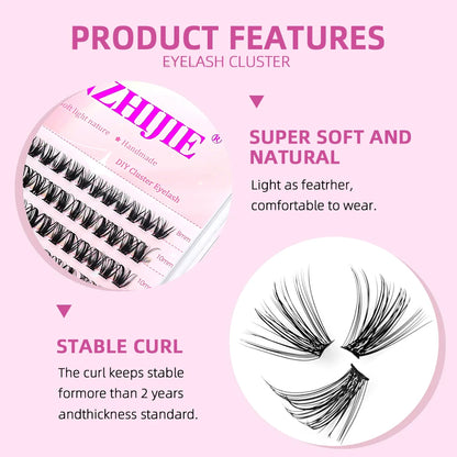 YUANZHIJIE Natural Soft Segmented False Bundles 30D40D DIY Clusters Eyelash Individual Russian C/D Curl 240 Volume lashes Makeup