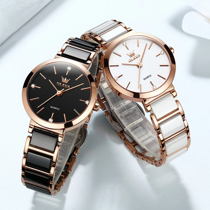 JSDUN Fashion Elegant Watch for Women Japanese Movement Ceramics Strap Luxury Ladies Bracelet Quartz Watches Gifts Reloj Mujer