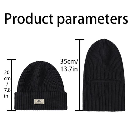 2023 New 2 In 1 Mask Beanies Men Winter Balaclava Hat Face Shield Ski Bonnet Tactical Cycling Earmuffs Cap Knitted Headgear