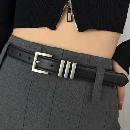 2024 Women Simple Belt Pu Leather Belt Square Buckle Pin Buckle Jeans Black Belt Chic Luxury Brand Fancy Vintage Strap Female