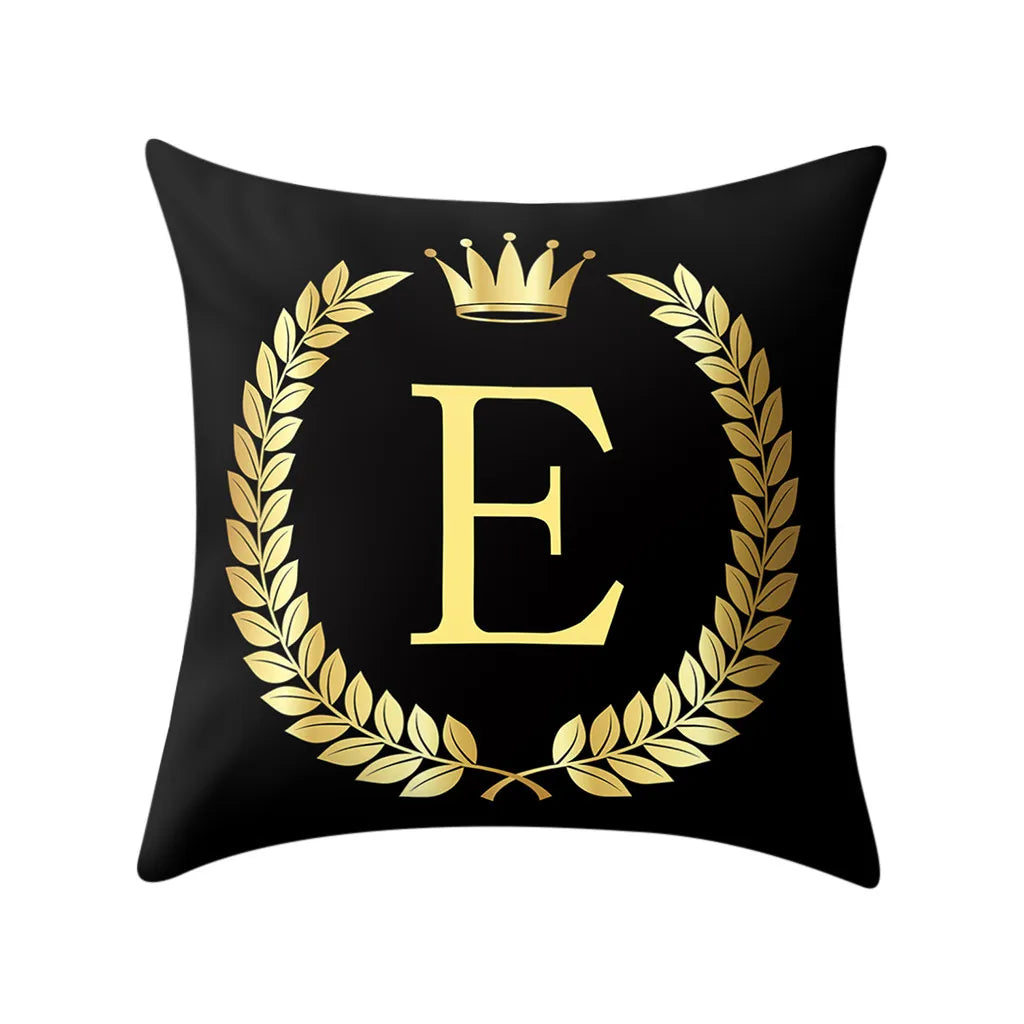 New Pillow Cover Black And Gold Letter Pillowcase Sofa Cushion Cover Home Decoration Sofa Chair Pillowcase Throw Pillows