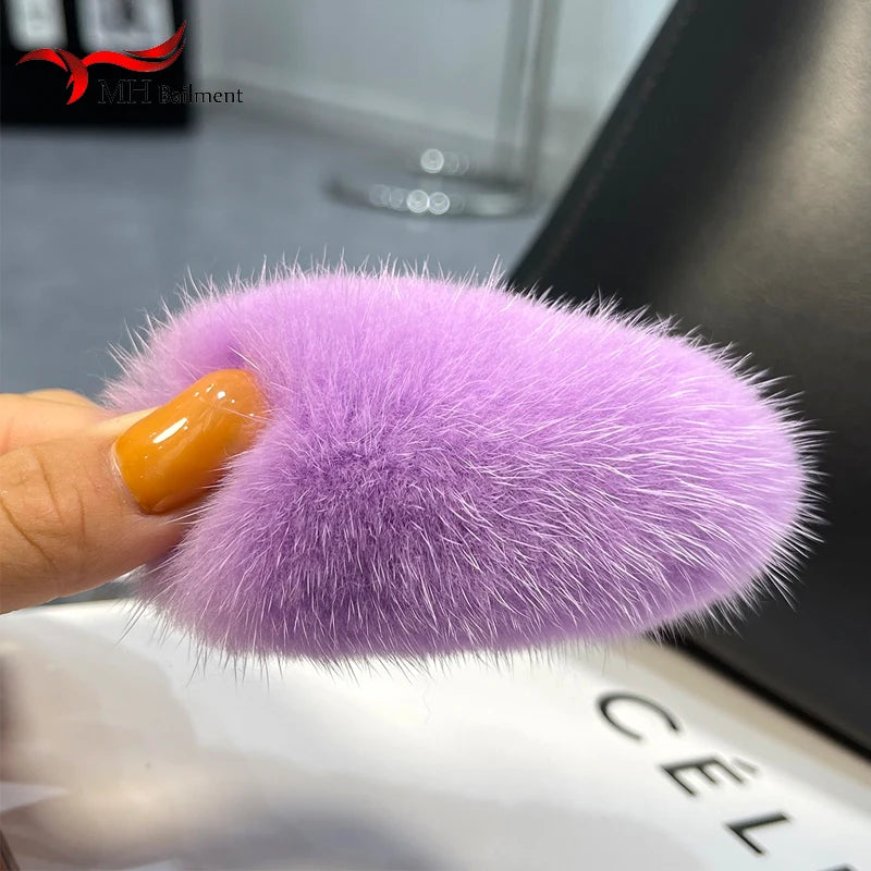 Mink Fur Hairpin Korean Simple Cute Plush Clip Headdress Girls Hair Accessories Luxury Fashion Ladies Hairgrip Headwear Women