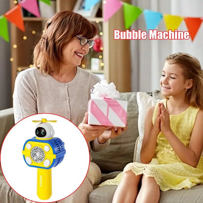 Handheld Fan Space Soap Bubble Gun Machine With LED Lights Fully Automatic Electric Bubble Blowing Machine Outdoor Kids Toys