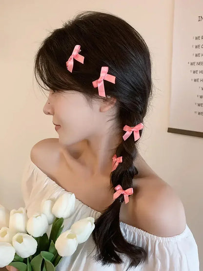 8/16PCS Bowknot Hair Clips Sweet Ballet Ribbon Bow Hairpins Bang Clip Korean Girls Mini Grabs Clips Headwear Hair Accessories