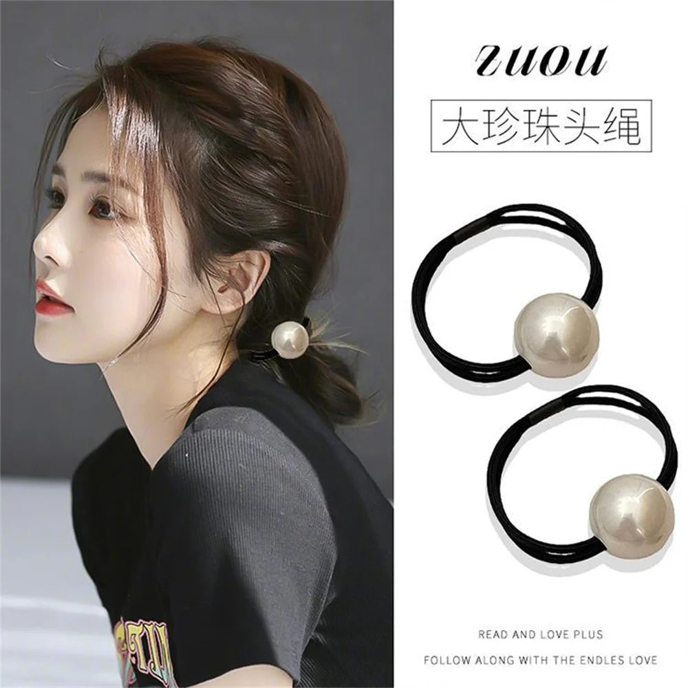 Simple Pearl Elastic Hair Ties Ponytail Hair Rope for Women Girl Wedding Party Sweet Headwear Hair Accessories