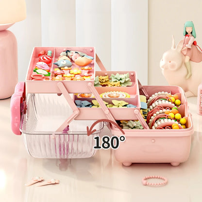 Multi-layer Girls' Hair Accessories Storage Box Hairpin Organizer Large Capacity Jewelry Case Head Rope Headband Display Rack