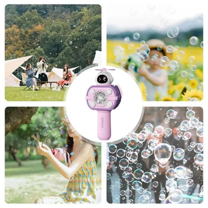 Handheld Fan Space Soap Bubble Gun Machine With LED Lights Fully Automatic Electric Bubble Blowing Machine Outdoor Kids Toys