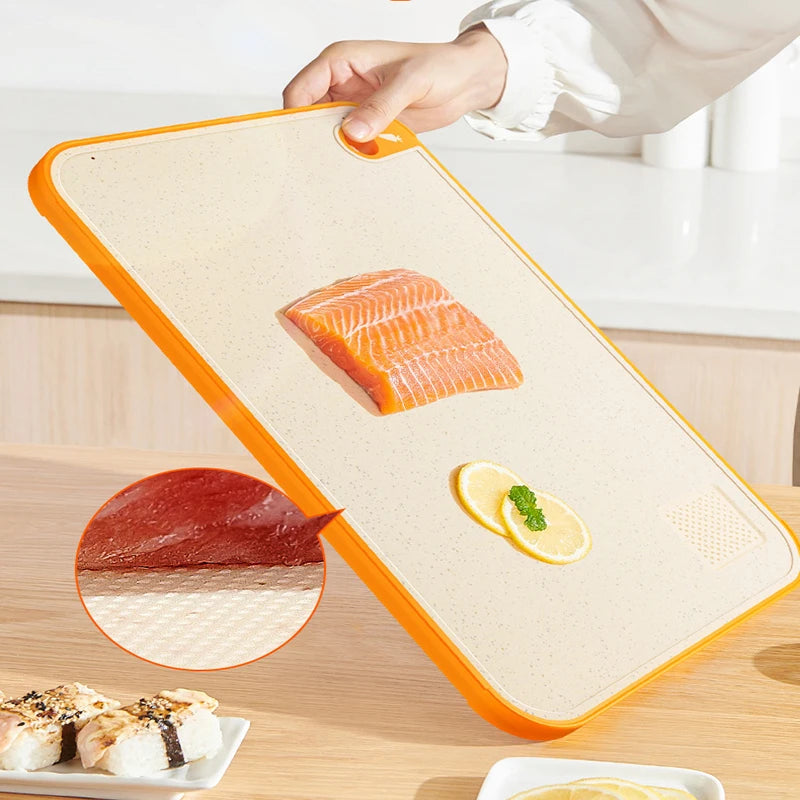 Household Antibacterial Anti-mould Cutting Board Kitchen Plastic Double Sided Board For Fruits Vegetables Meat