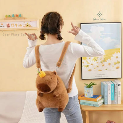 Cute Capybara Plush Backpack Kawaii Plushie Doll Fur Bag Shoulder Crossbody Bags Funny Children Bag Mini Knapsack Bag Girl Gifts