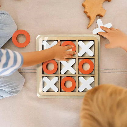 Camping Tic-Tac-Toe Game Mini Tabletop Wooden Board Game Competitive X O Blocks For Coffee Table Decor Party Games Kids Gift