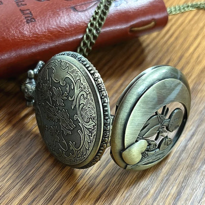 Retro Vintage Bronze Christmas Gift Pocket Watch Fashion Relogios with Necklace Chain Pendant  for Male Female  Clock