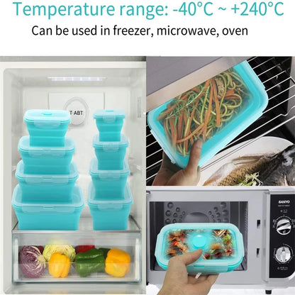 4 Pcs Silicone Collapsible Food Storage Containers with Lids Silicone Lunch Box Bento Box BPA free for Kitchen Pantry