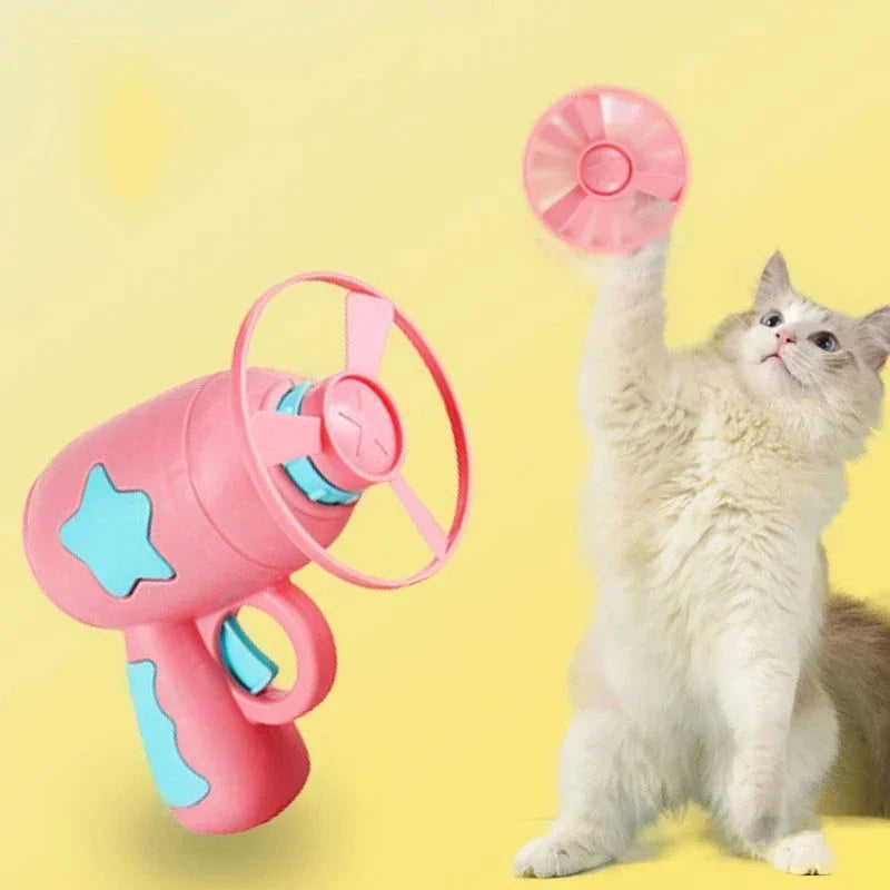 New Funny Cat Toy Interactive Play Pet Training Toy Mini Flying Disc Windmill Catapult Pet Toys Cat Dog Chewing Playing Supplies