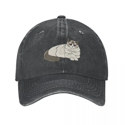 Judgmental Ragdoll Cat -Judegy Kitty - white background Cowboy Hat Fishing cap Golf Hat Man Woman Men's