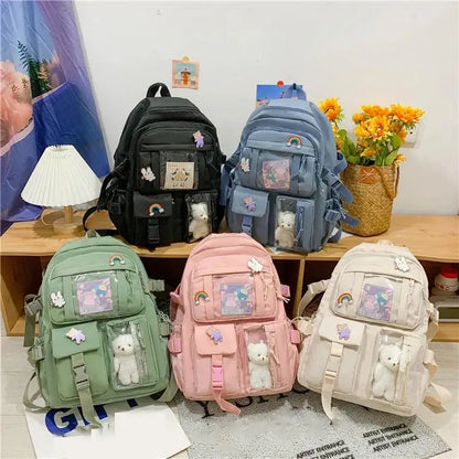 Girls Backpack Cute School Bags For Student Teens Girls Pockets Women Laptop Backpack Harajuku