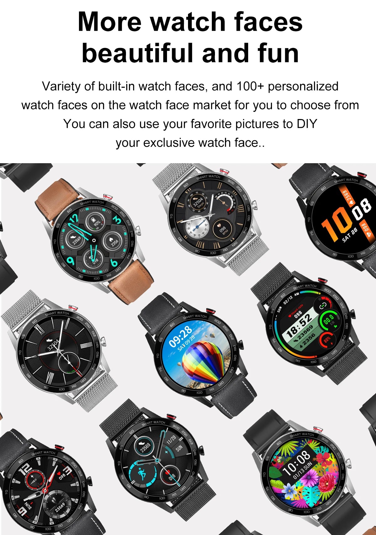 Zordai DT95 Smart Watch 1.3"HD Screen Bluetooth Call Heart Rate ECG Waterproof IP68 Sport Fitness Watch For Xiaomi Huawei GT3Pro