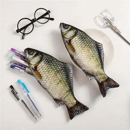 Kawaii Simulation Crucian Carp Fish Pencil Case Large Capacity Storage Organizer Bags Pouch Pencil Bag School Supply Stationery