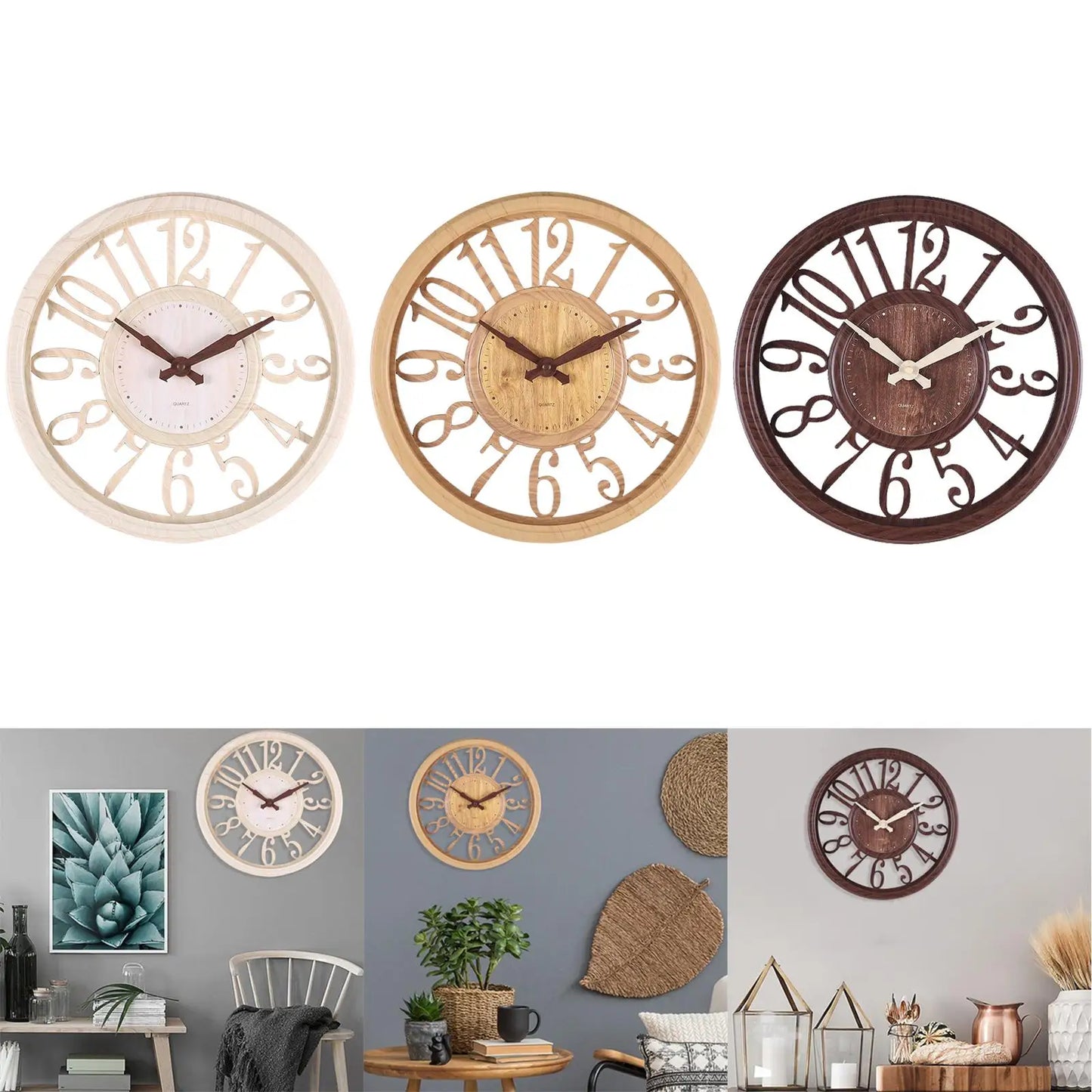 Retro Large Wall Clock Round Silent Non-ticking Battery Operated 30.5CM Arabic