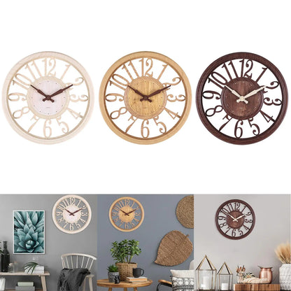 Retro Large Wall Clock Round Silent Non-ticking Battery Operated 30.5CM Arabic