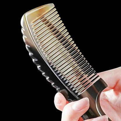 Handmade Natural Ox Horn Comb Anti Static Buffalo Combs Handle Professional Detangling Massage Fine Tooth Comb