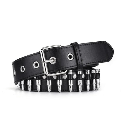 New Punk Rivets Bullet Belt Square Bead Rivet Metal Belt PU Hip Hop Gothic Jeans Decorative Accessories Women Men Waistband