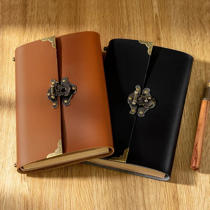 Thickened Student Ledger Planner Retro Travel Notebook Portable PU Leather Diary Notebook Office Stationery School Supplies