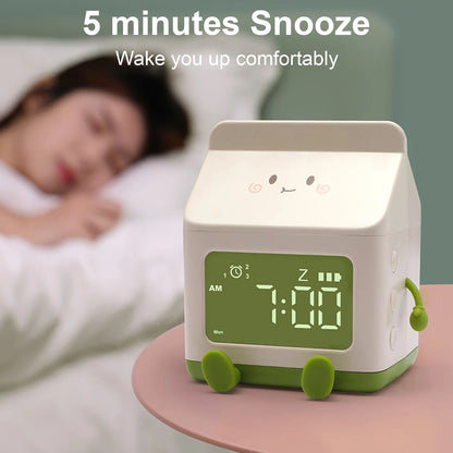 1Pc Multi-Function Alarm Clocks Milk Box Shape Digital Clock Rechargeable Mini Countdown Timer for Student Office Office Workers