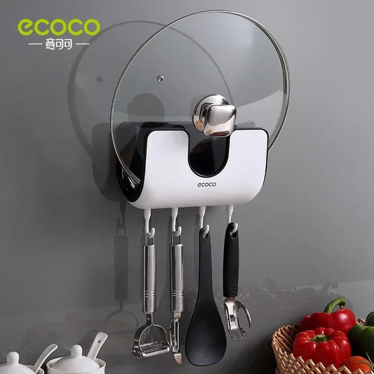 ECOCO Kitchen Wall-Mounted Non-Perforated Storage Rack Household Articles Pot Cover Placement  Rack  Chopping  Board  Rack