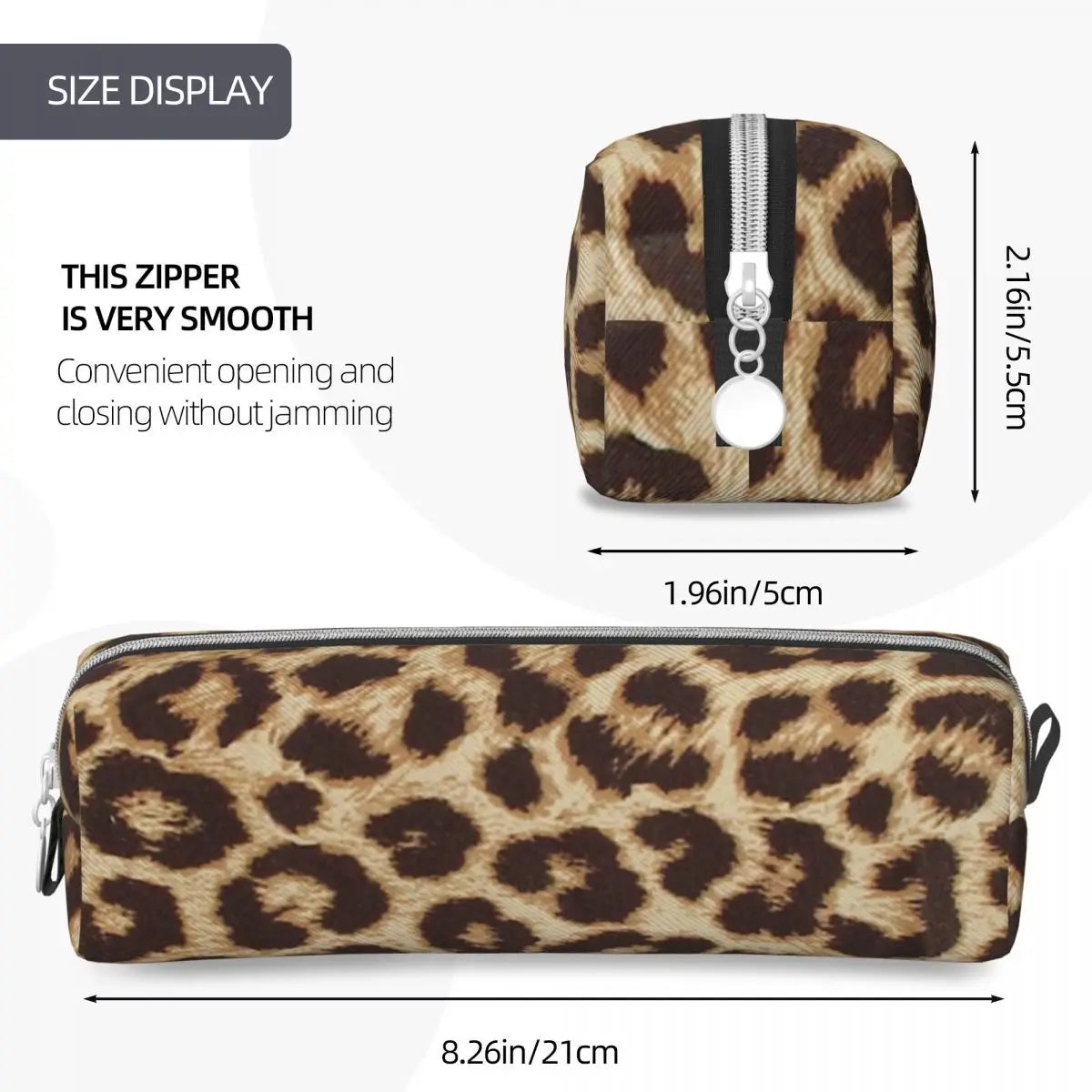 Lovely Leopard Print Fur Look Texture Pencil Cases Pencilcases Pen Holder for Student Big Bag School Supplies Zipper Stationery