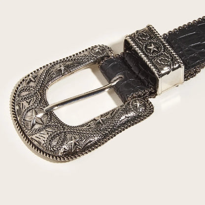 Vintage Adjustable Buckle Waist Belts for Woman Wide Buckle Belt for Jeans Skirt