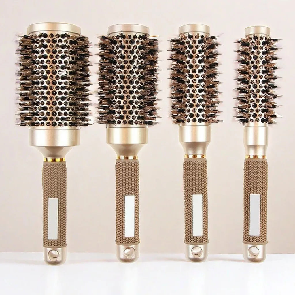 Roll Ionic Boar Bristles Hairdressing Brush For Blow Drying Hair Brush Round Ceramic Barrel Blowout Hair Styling Brush