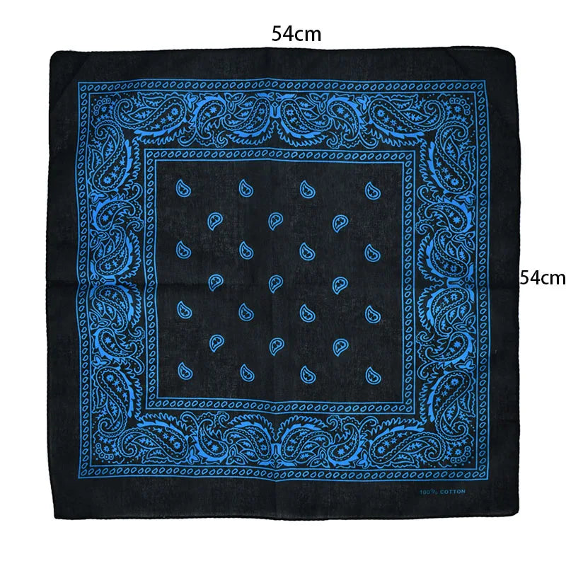 2023 New 54cm Popular Hip Hop Printed Cashew Flower Bandana Man Women Outdoor Headbands Scarves Boys/Girls Hair Accessories