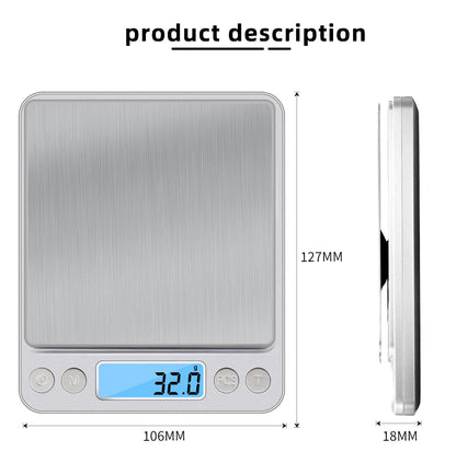 0.01g/0.1g Precision LCD Digital Scales 500g/3000g Mini Electronic Grams Weight Balance Scale for Tea Baking Weighing Scale 50%