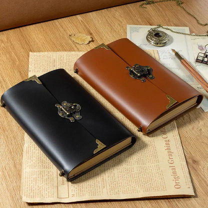 Thickened Student Ledger Planner Retro Travel Notebook Portable PU Leather Diary Notebook Office Stationery School Supplies