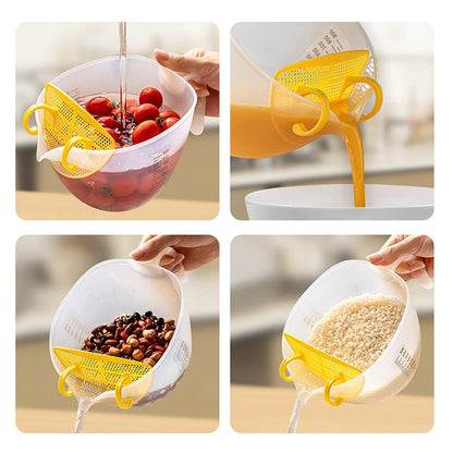 1000ml Transparent Filter Measuring Cup with Scale Line for Beating Eggs Pastry Making Kitchen Strainers with Large Capacity