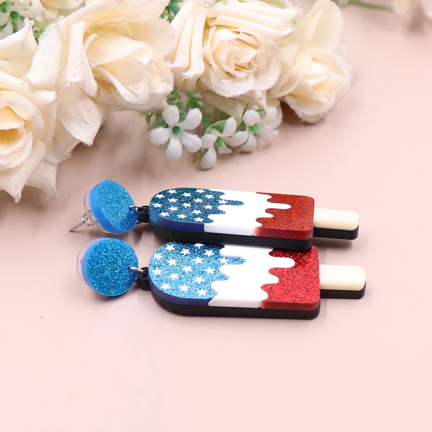 4th of July Independence Day Popsicle Dangle Earrings American Statement Acrylic Jewelry For Women