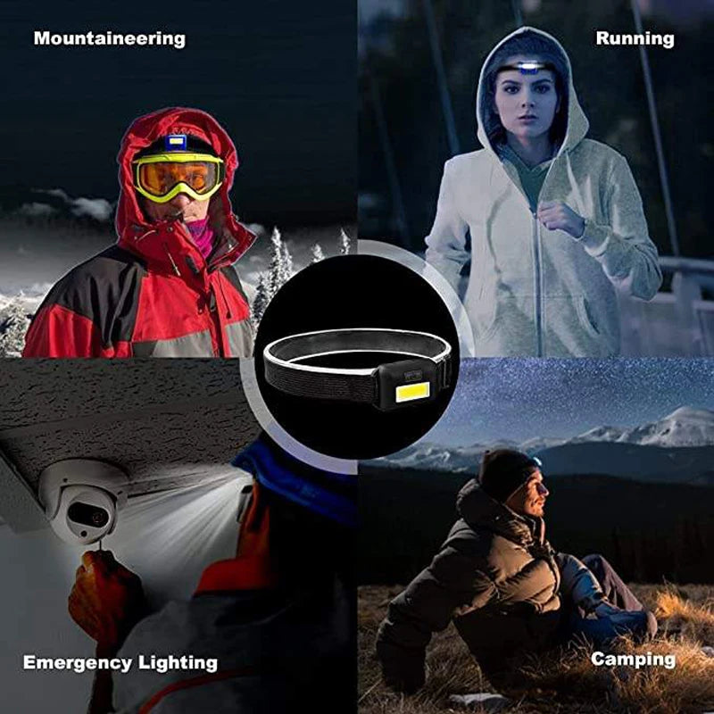 Mini Headlight COB LED Headlamp 3 Modes Waterproof Headlight Head Flashlight Torch Lanterna For Outdoor Camping Night Fishing