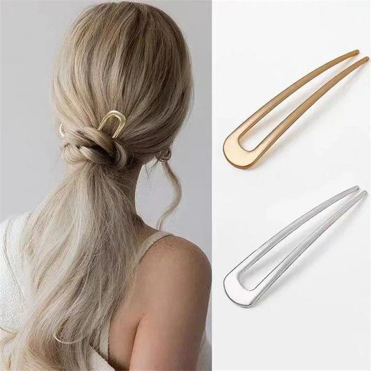 Simple U Shape Hair Clips Pins for Women Girls Hair Sticks Bride Hair Styling Accessories Sliver Gold Metal Hairpins Barrettes