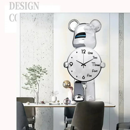 Aesthetic Bear Wall Clock Creative Silent Violent Bear Wall Interior Clock Fashion Wall-clock Luxury Living Room Decoration Gift