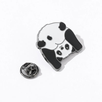 Cute Chinese Panda Looking Down Brooch Metal Enamel Pin for Hat Scarf Collection Gifts for Kids